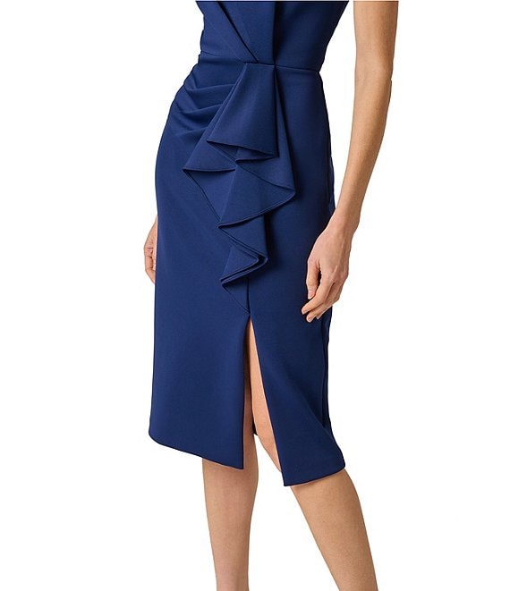 Crew/High-Neck Midi Scuba Occasion Sheath Adrianna Papell AP1D106330