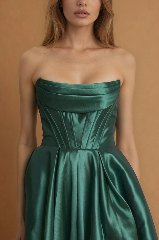 Formal Dresses Classic Long Mikado Corset Formal Ball Gown Emerlad Green