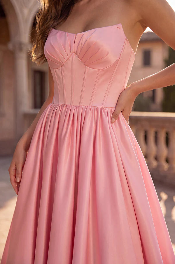 Long Satin Prom Ball Gown with Sweetheart Corset Bodice Wholesale