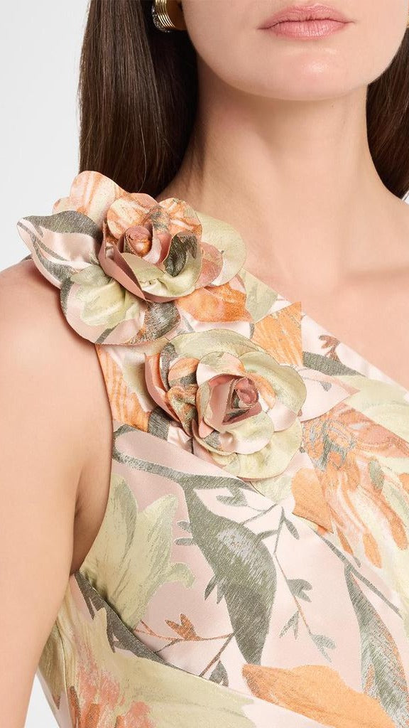 Pleated One-Shoulder Floral Jacquard Gown Aidan Mattox 210030 Wholesale