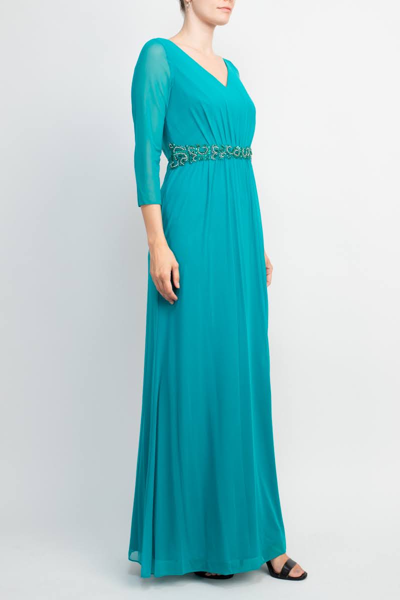 Mother of the Bride Dresses Long Waist Front Zipper Mother of the Bride Dress GREEN