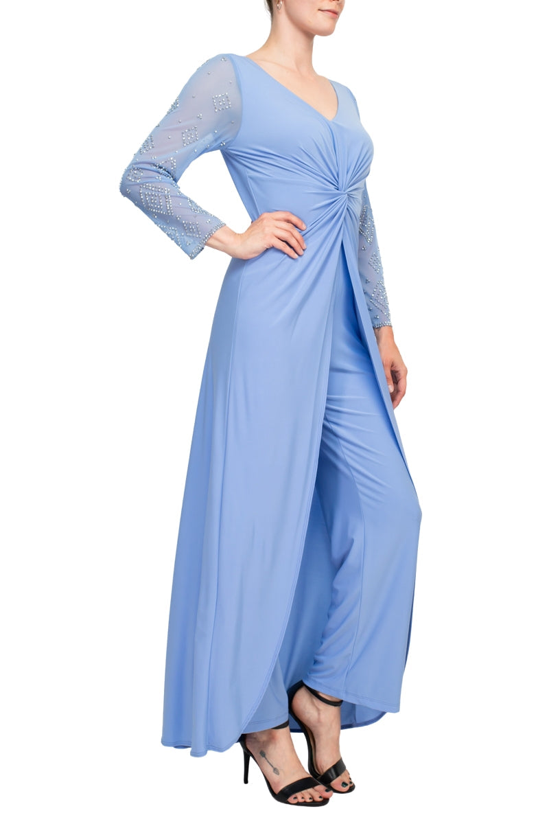 Jumpsuit Long Sleeve Formal Beaded Jumpsuit Wholesale Periwinkle