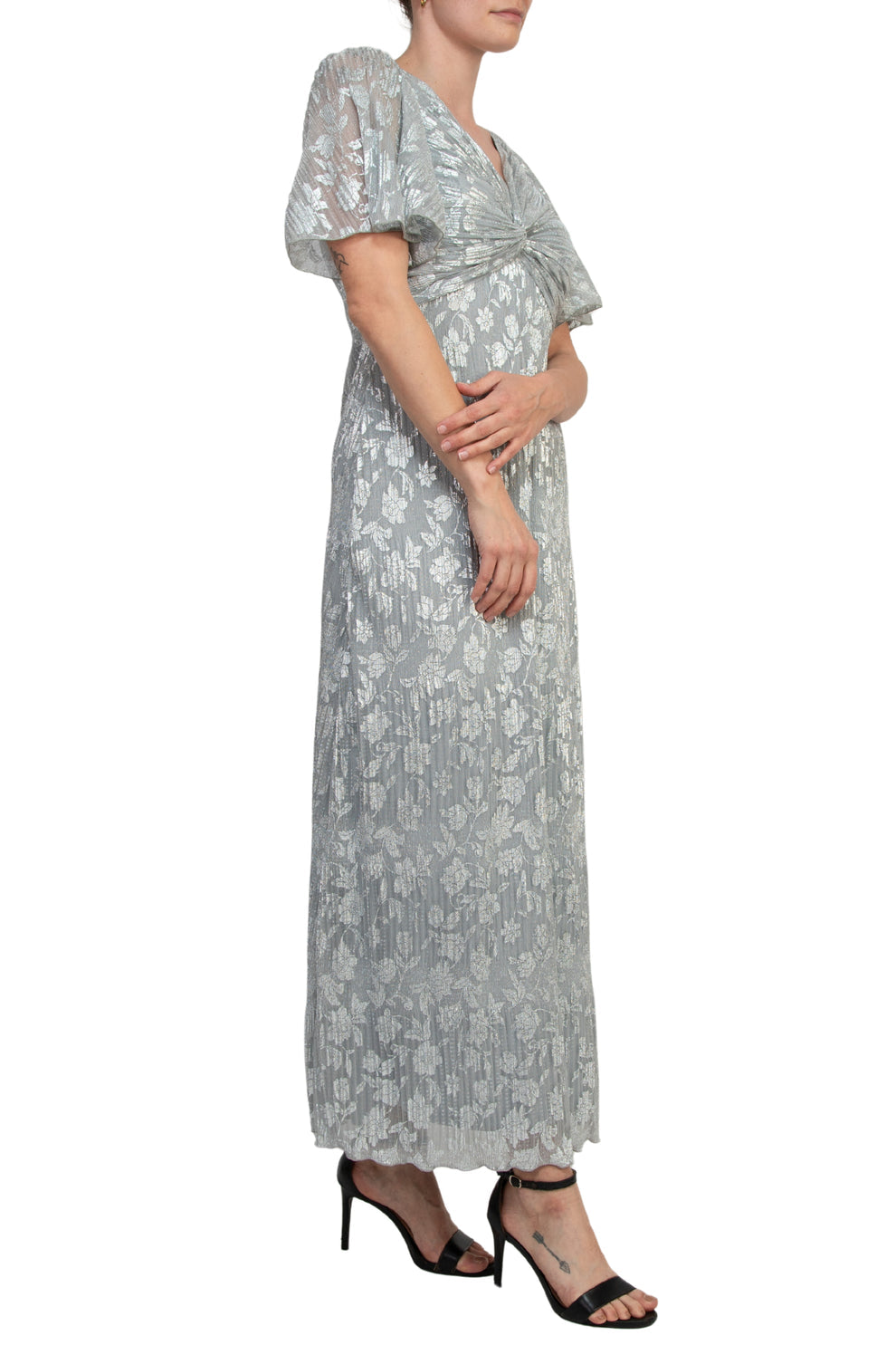 Formal Dresses Long Formal Mother of the Bride Pleated Dress Wholesale Silver