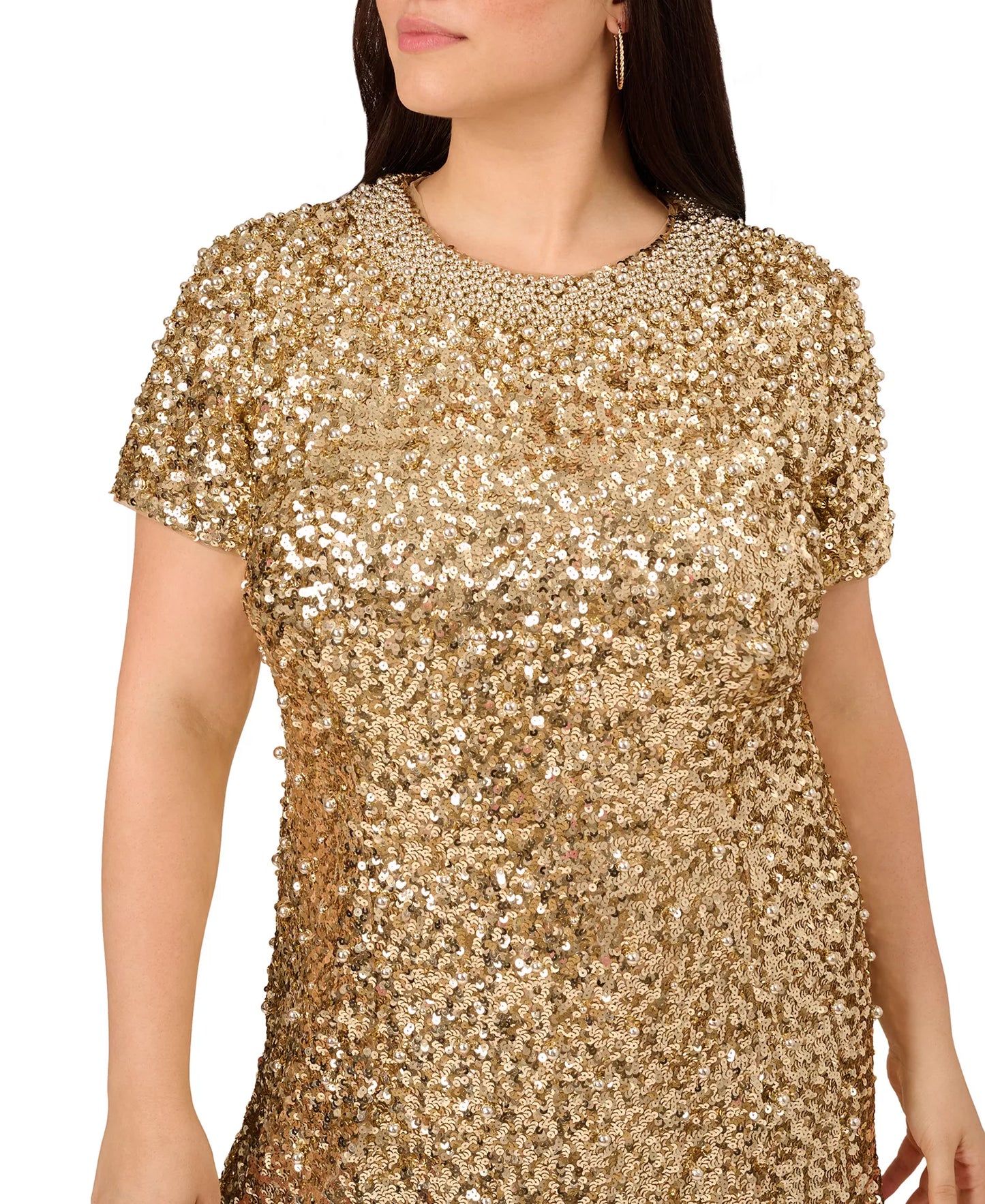 Beaded Short Sleeve Sheath Cocktail Dress Adrianna Papell ADAE211627 Wholesale