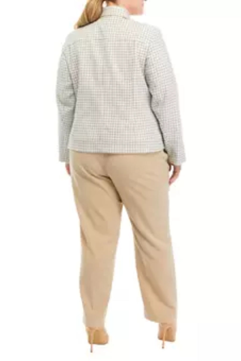 Pant Suit Long Plus Size Formal Button Jacket Pant Suit Khaki Multi