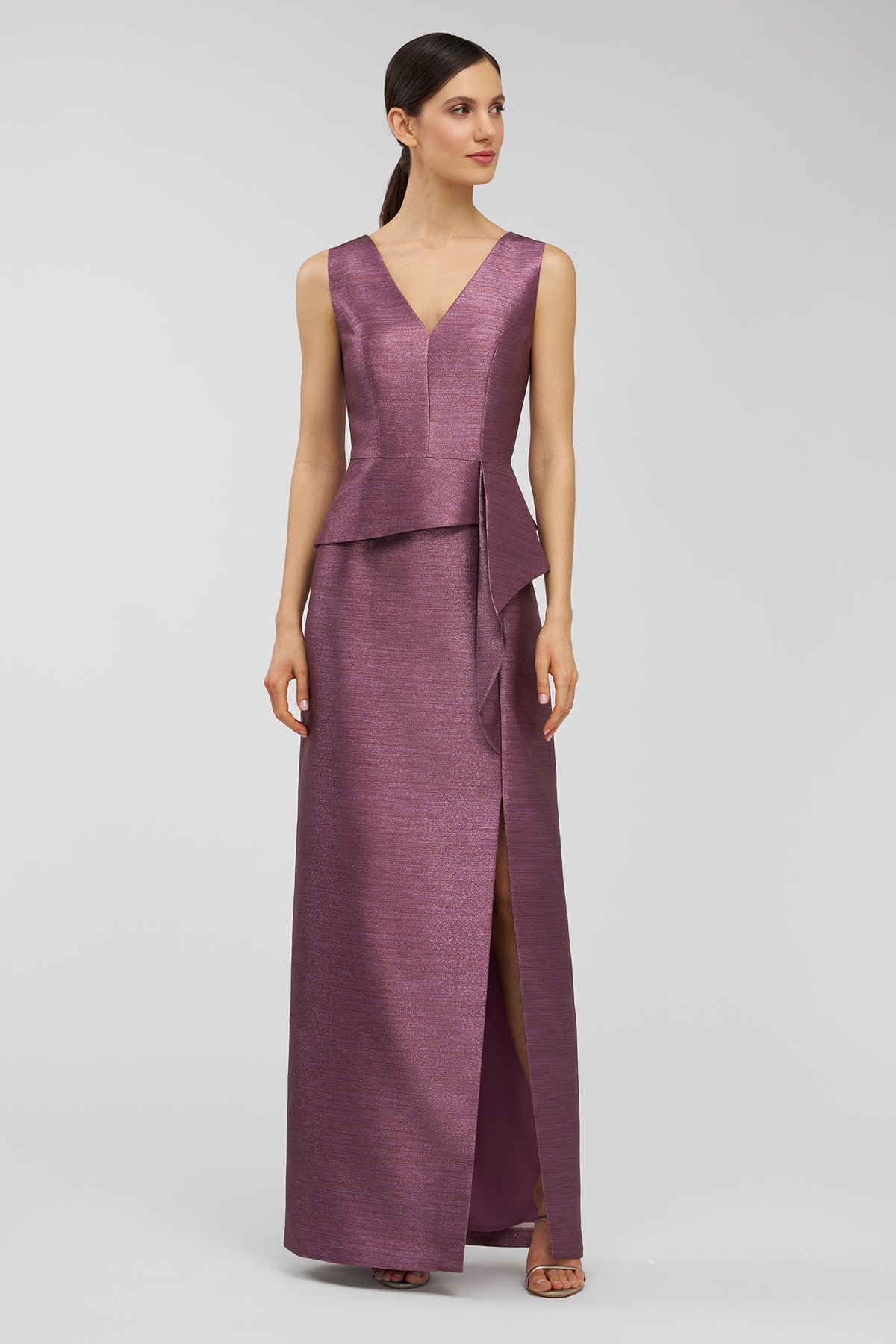 Kay Unger Octavia Column Gown in Deep Mink