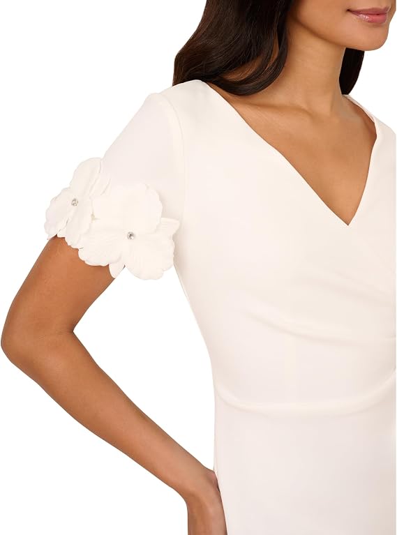 V-Neck Knee-Length Scuba Cocktail Bodycon Adrianna Papell AP1D105268