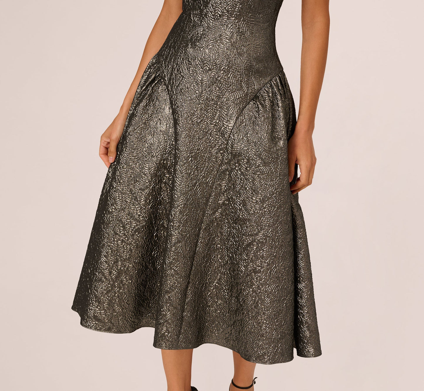 Strapless Curved Neck Midi Satin Occasion A-Line Adrianna Papell AD3D106246