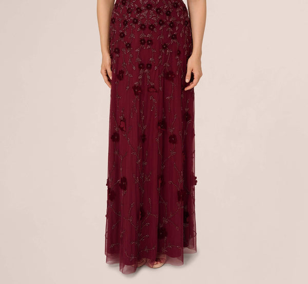 V-Neck Floor-Length Tulle Formal A-Line Adrianna Papell AP1E211438