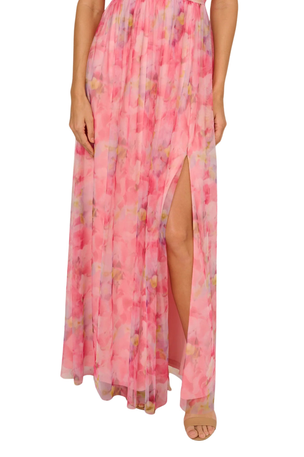 Formal Dresses Long Formal A Line Floral Printed Prom Dress Wholesale Pink Multi