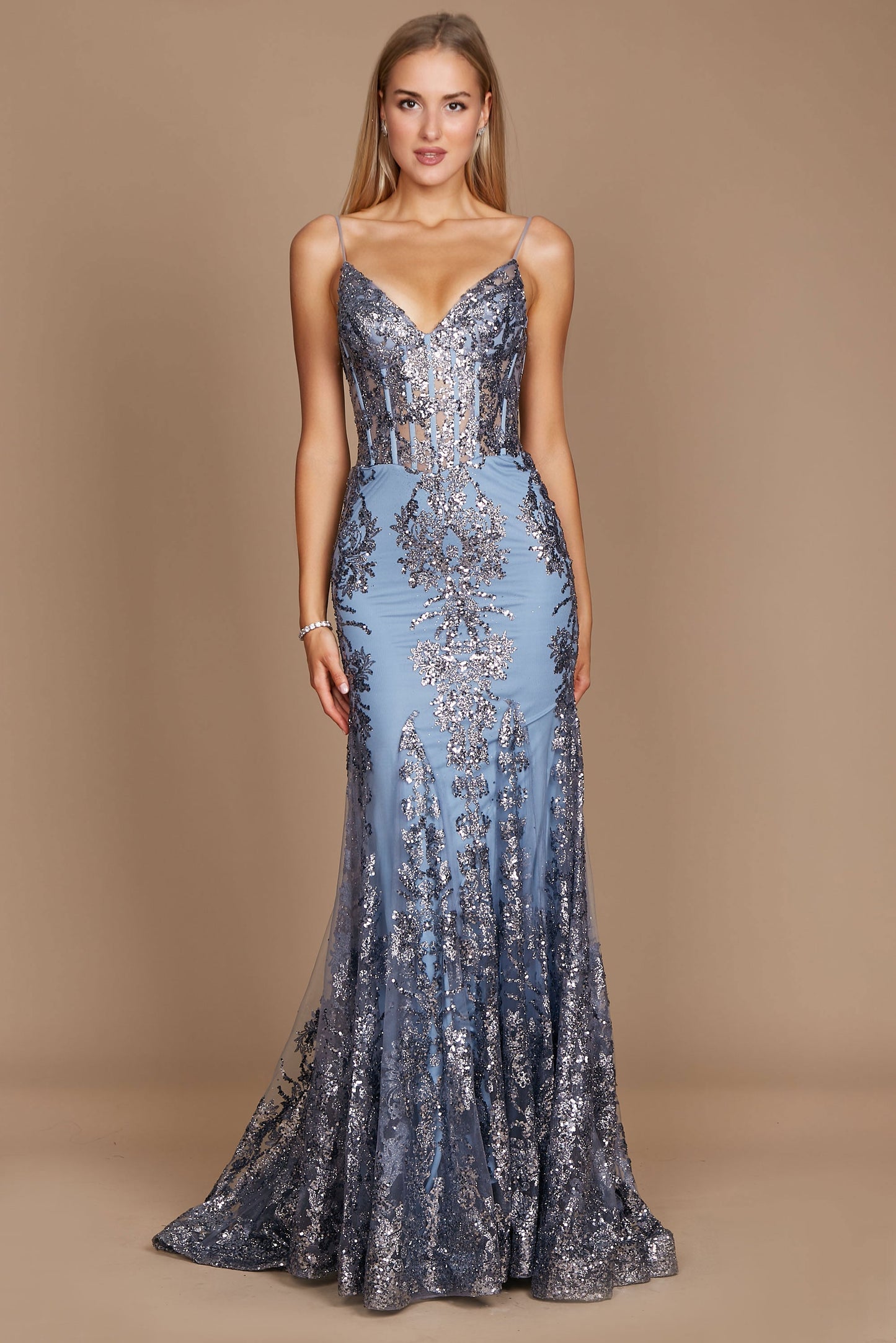 Fitted Corset Long Formal Prom Dress Wholesale
