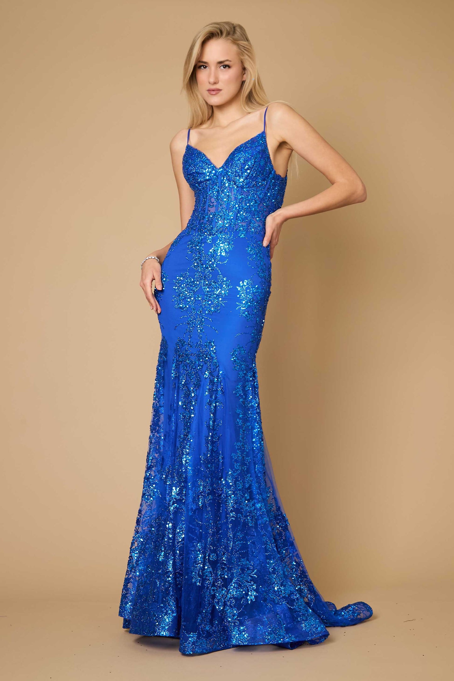 Fitted Corset Long Formal Prom Dress Wholesale
