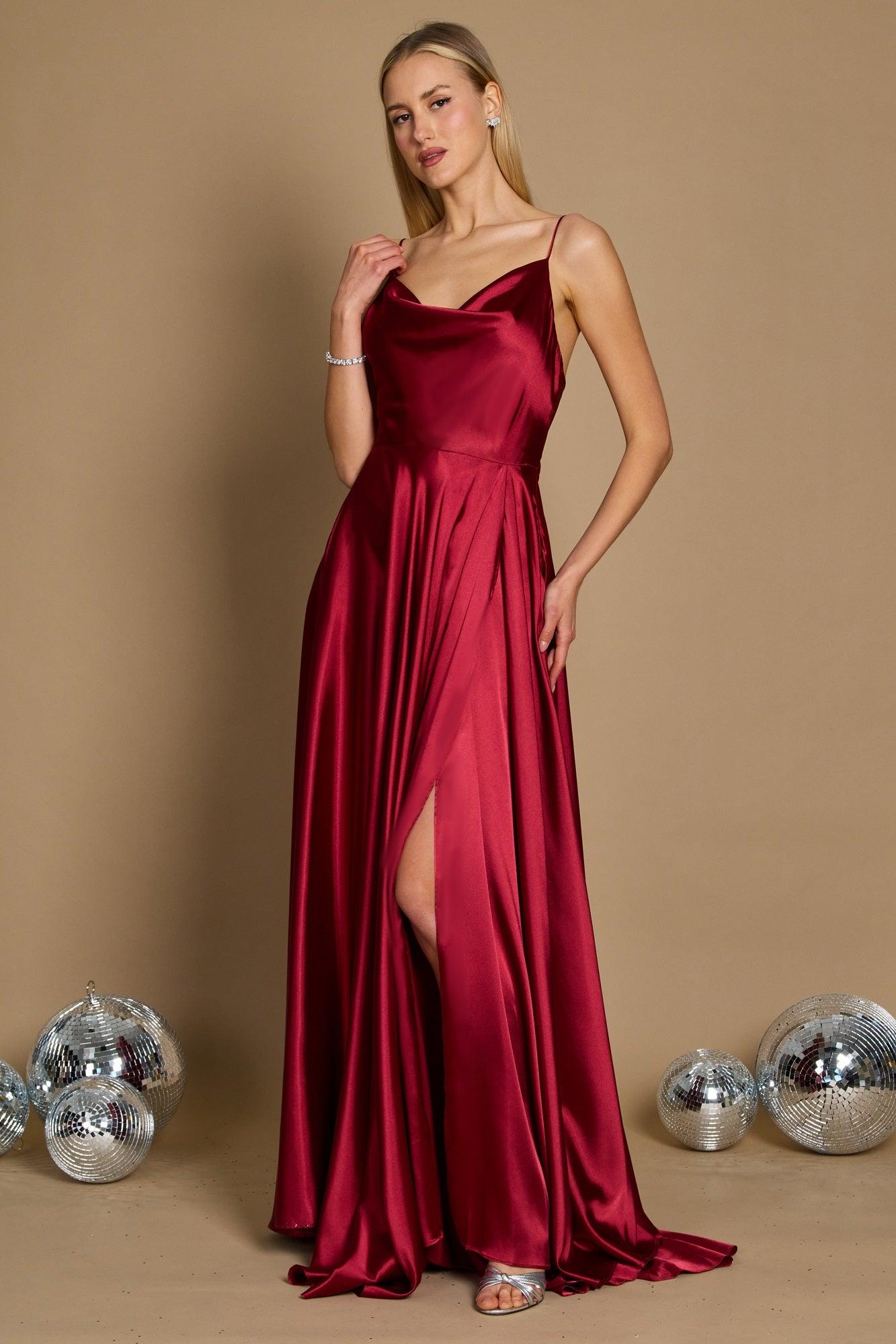 Formal Cowl Neck Spaghetti Strap Party Dress Wholesale