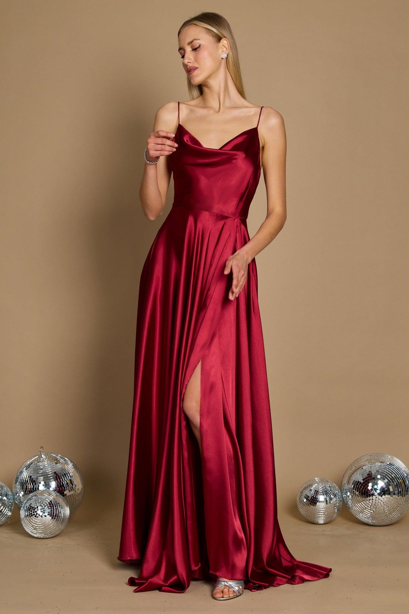 Formal Cowl Neck Spaghetti Strap Party Dress Wholesale