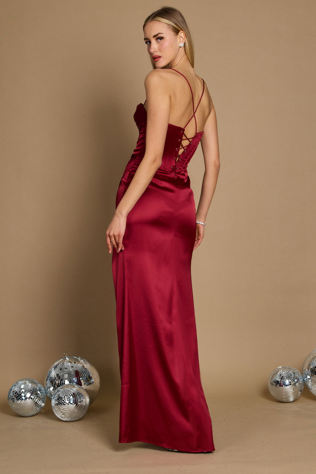 Draped Corset Cowl Long Prom Dress Wholesale