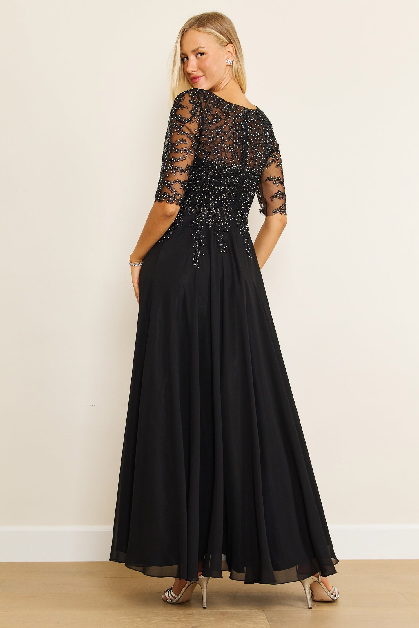 Long Sleeve Chiffon Formal Evening Dress Wholesale