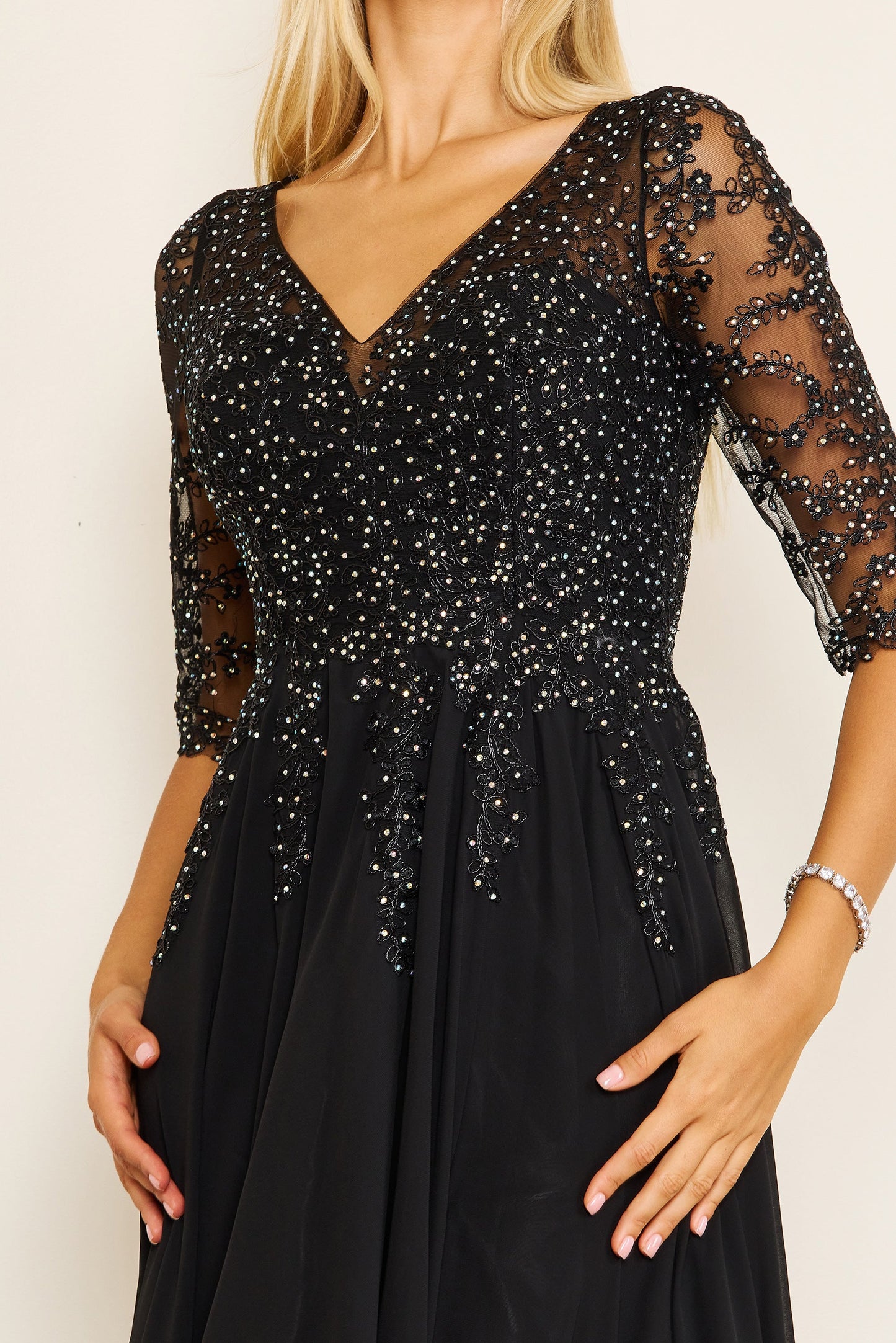 Long Sleeve Chiffon Formal Evening Dress Wholesale