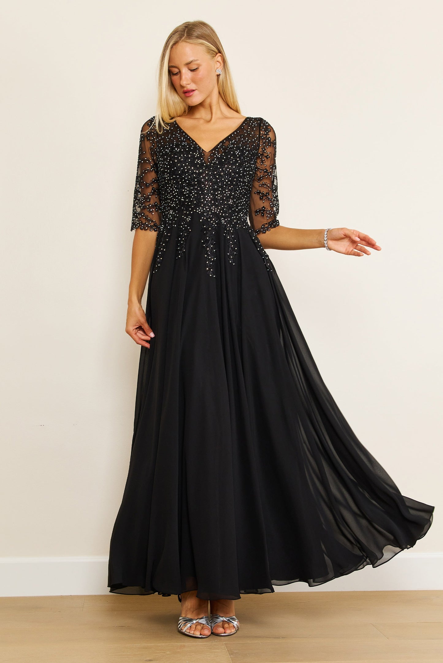 Long Sleeve Chiffon Formal Evening Dress Wholesale