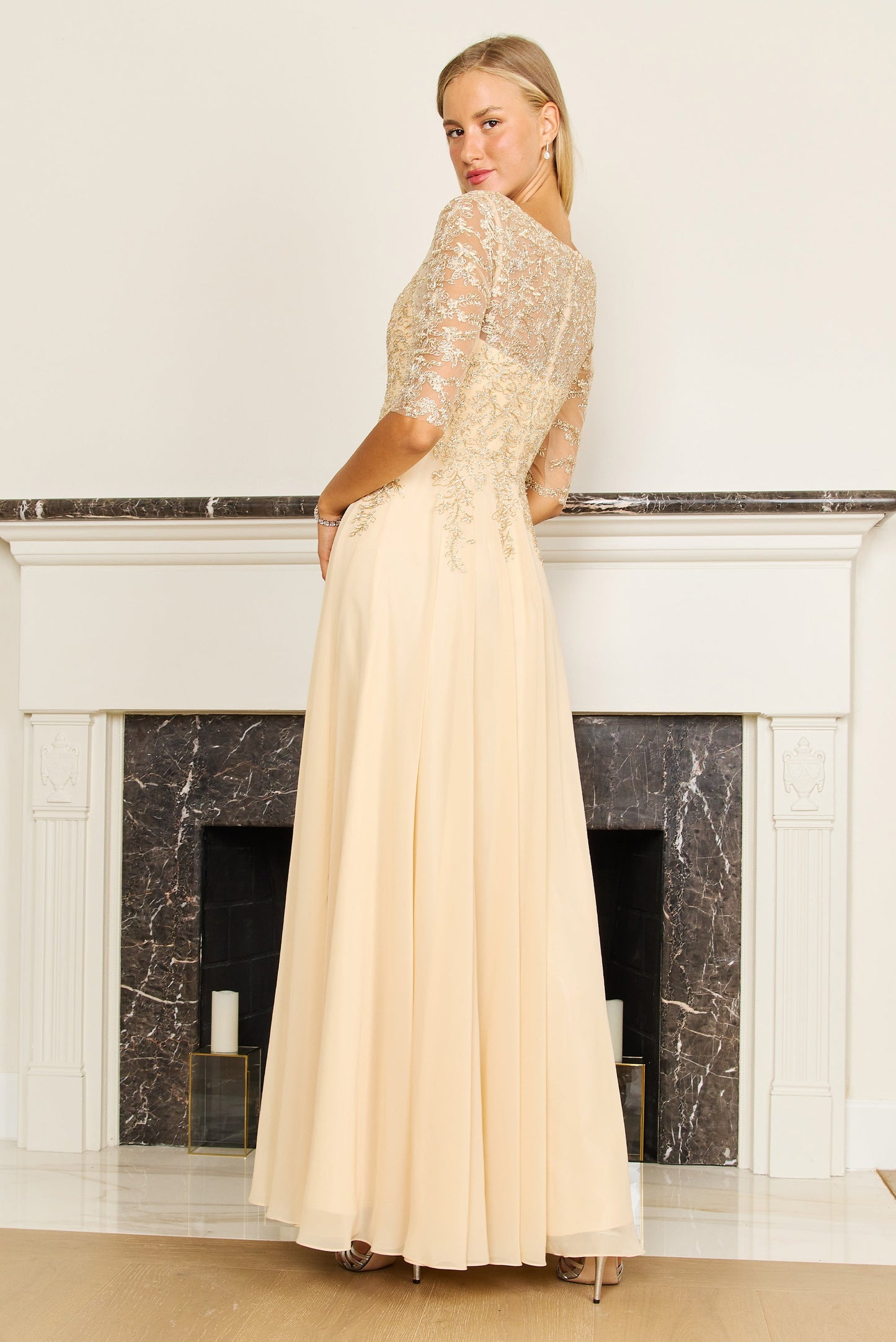 Long Sleeve Chiffon Formal Evening Dress Wholesale