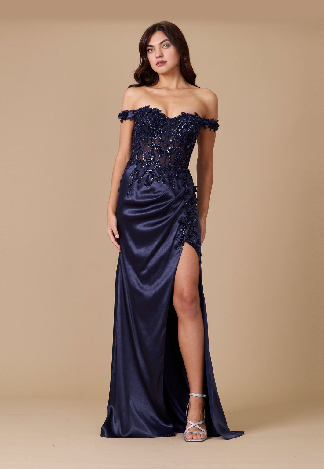 Fitted Corset Off the Shoulder Formal Prom Dress Wholesale