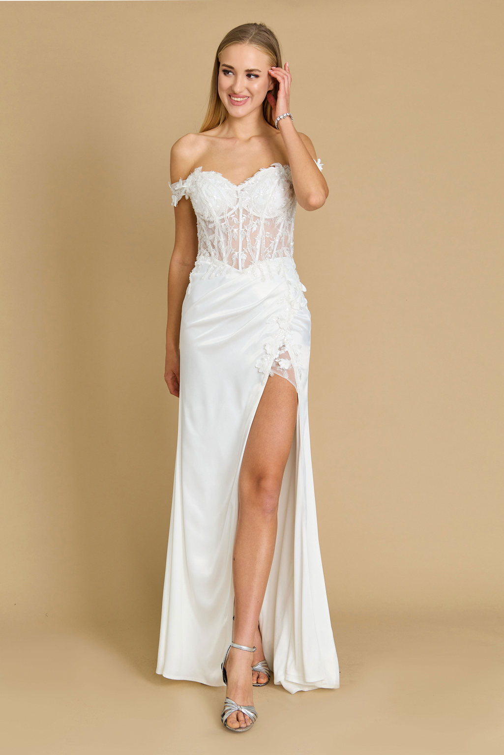 Fitted Corset Off the Shoulder Formal Prom Dress Wholesale
