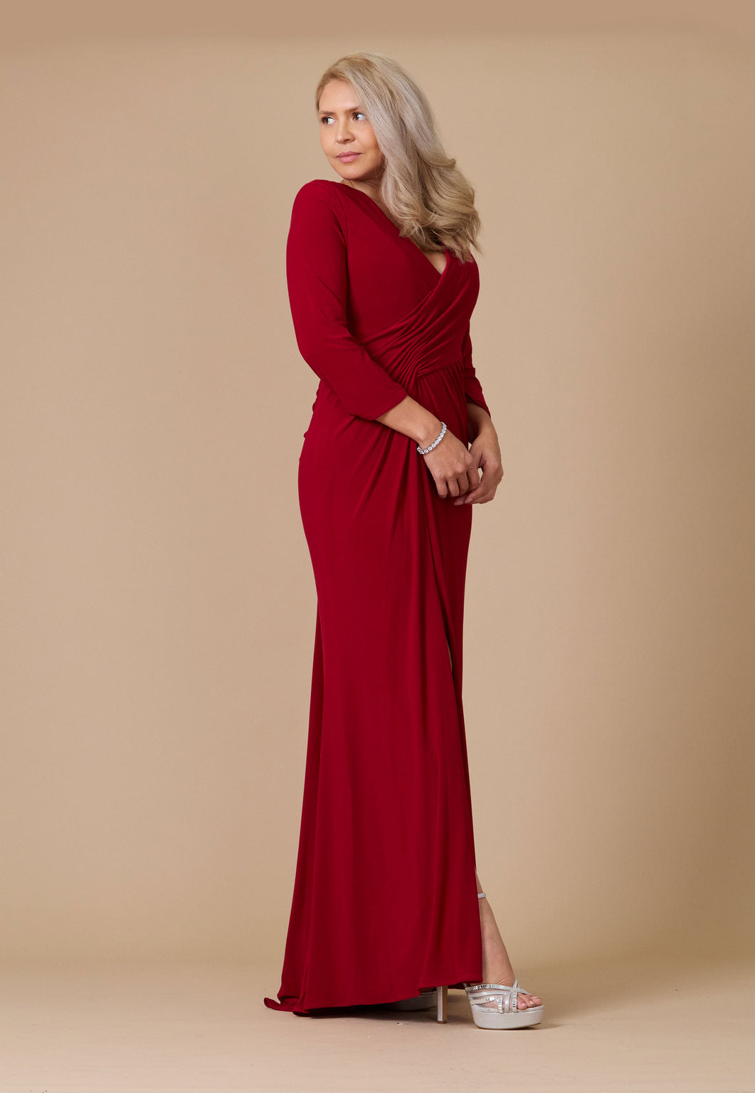 Long Formal Stretch Evening Long Sleeve Dress Wholesale