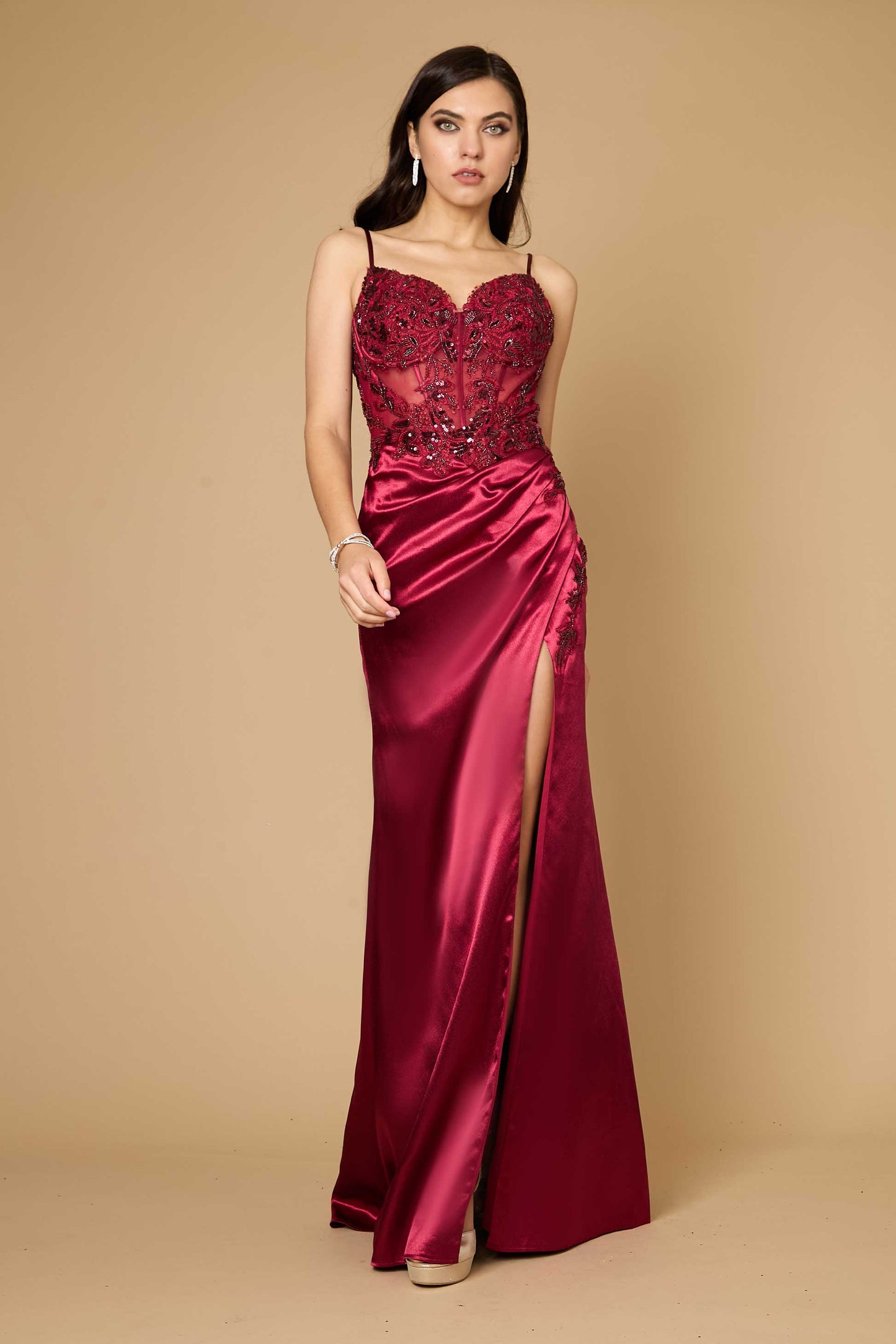 Long Burgundy Formal Prom Evening Dress Wholesale