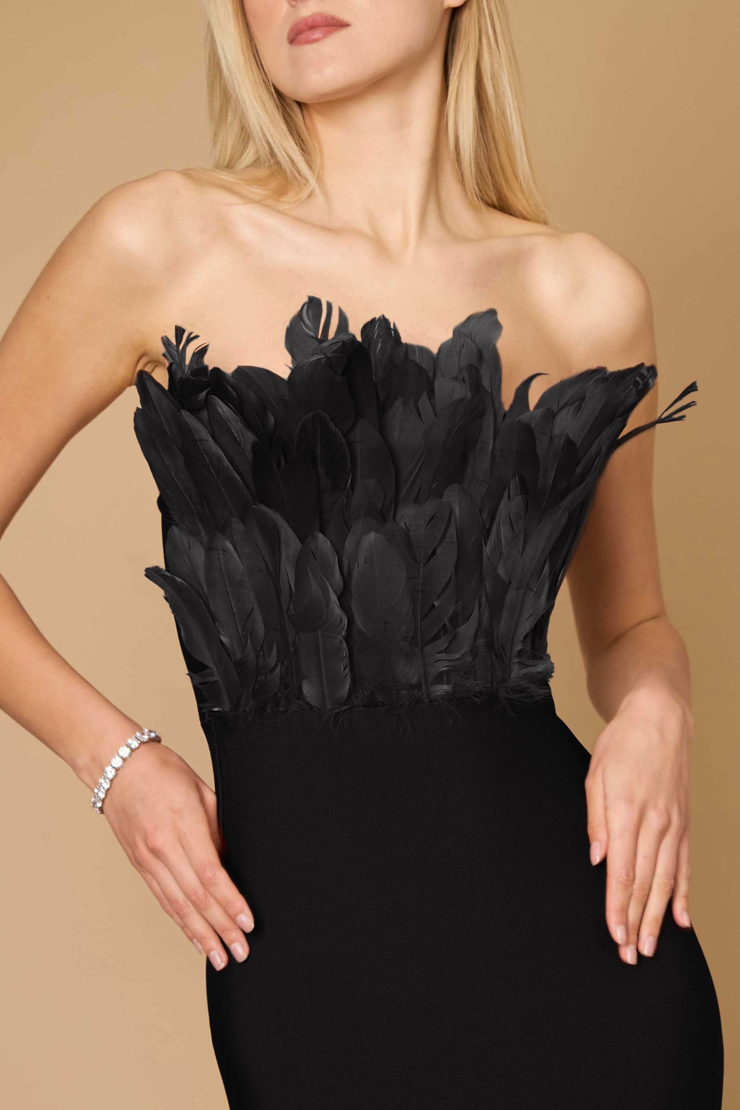 Bodycon Bandage Short Feather Formal Wholesale