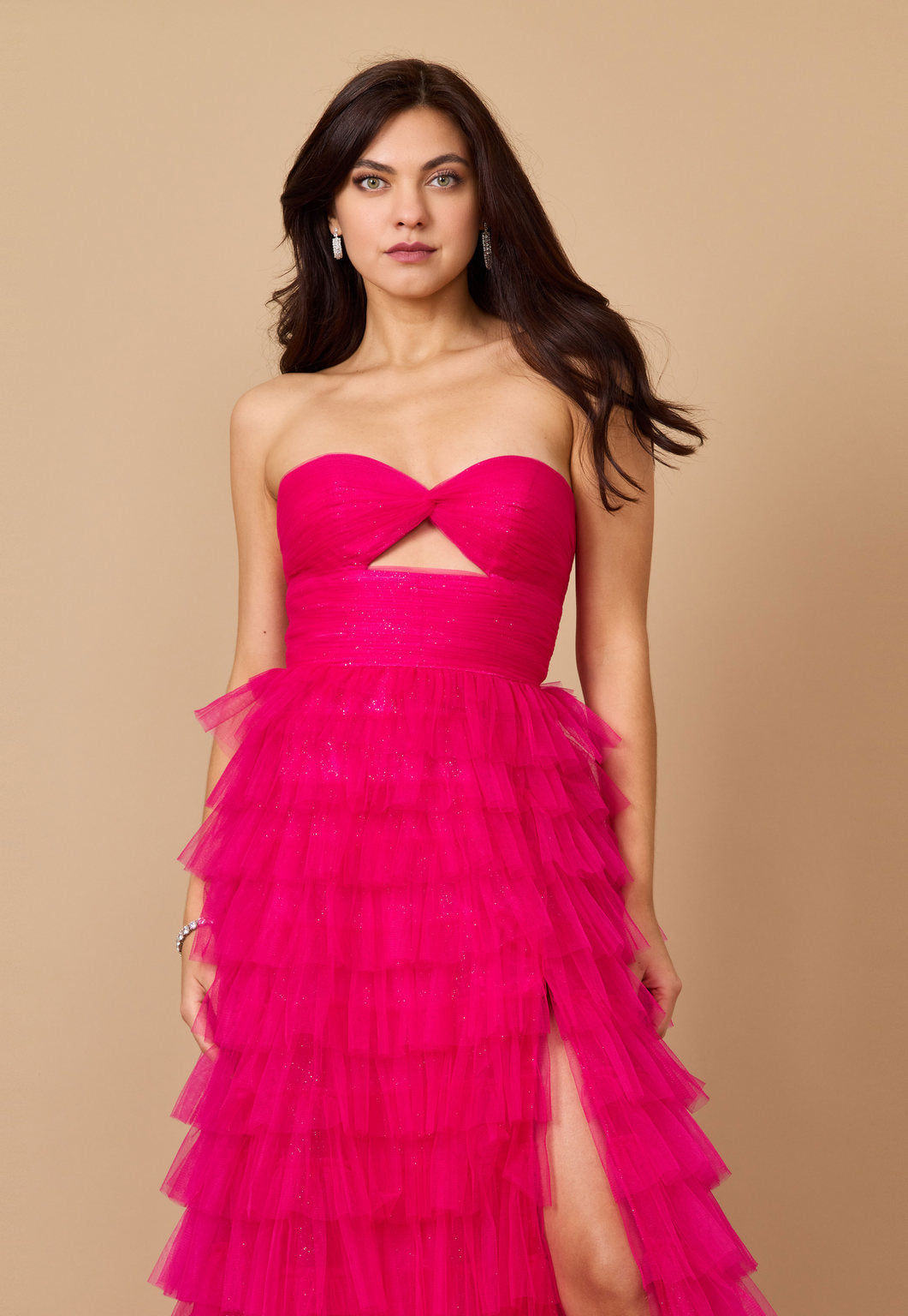 Strapless Ruffle Skirt Prom Ball Gown Wholesale