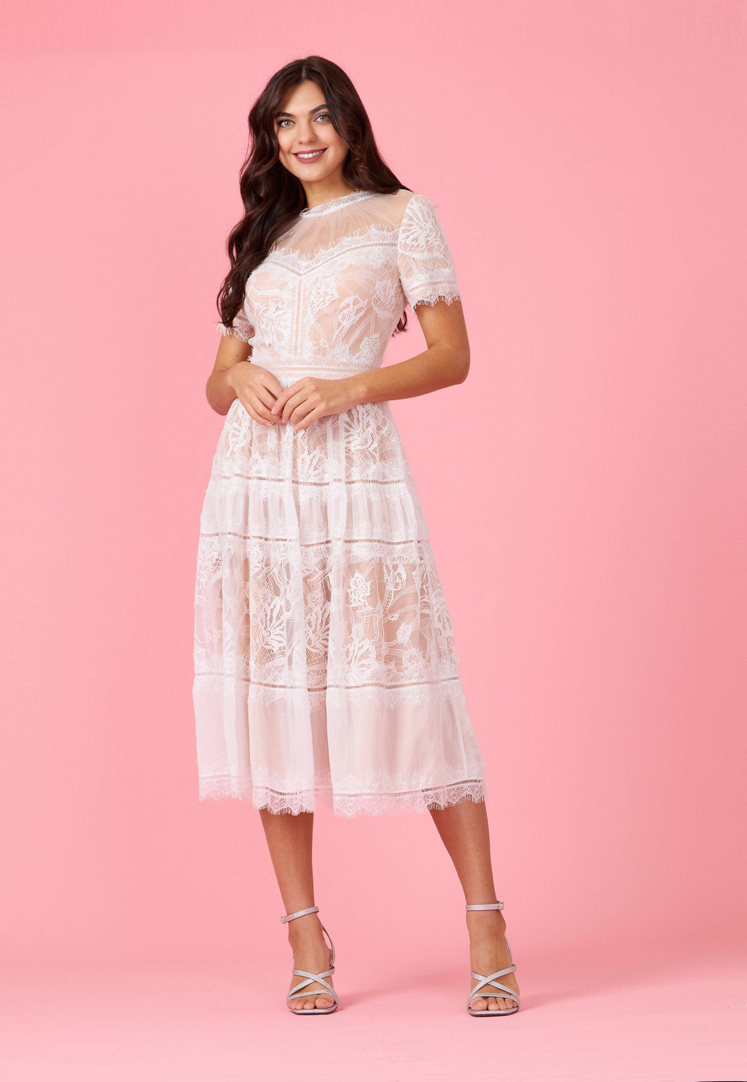 Midi Lace Formal Black Cocktail Dress Wholesale