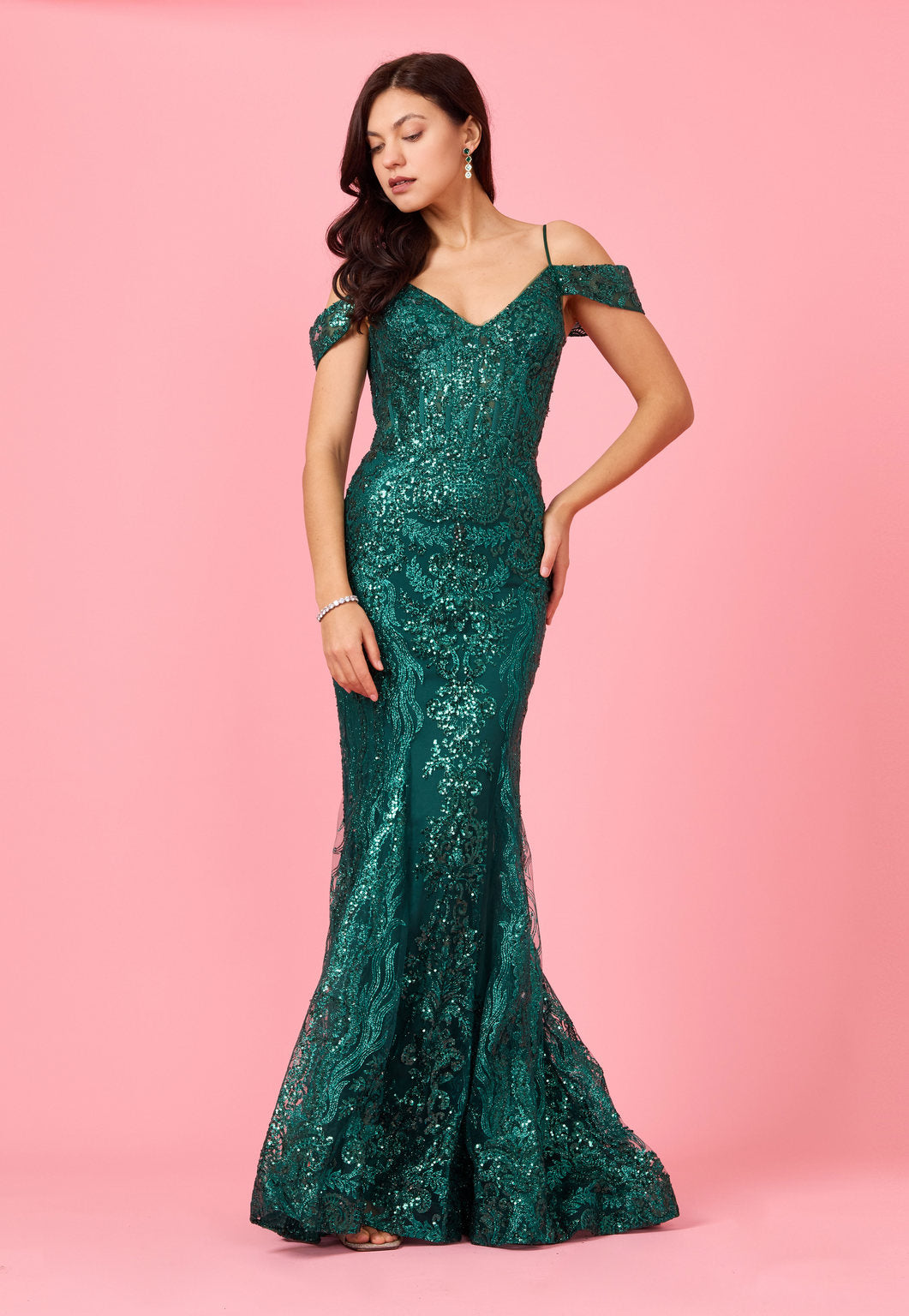 Off Shoulder Sequin Corset Formal Dress Wholesale