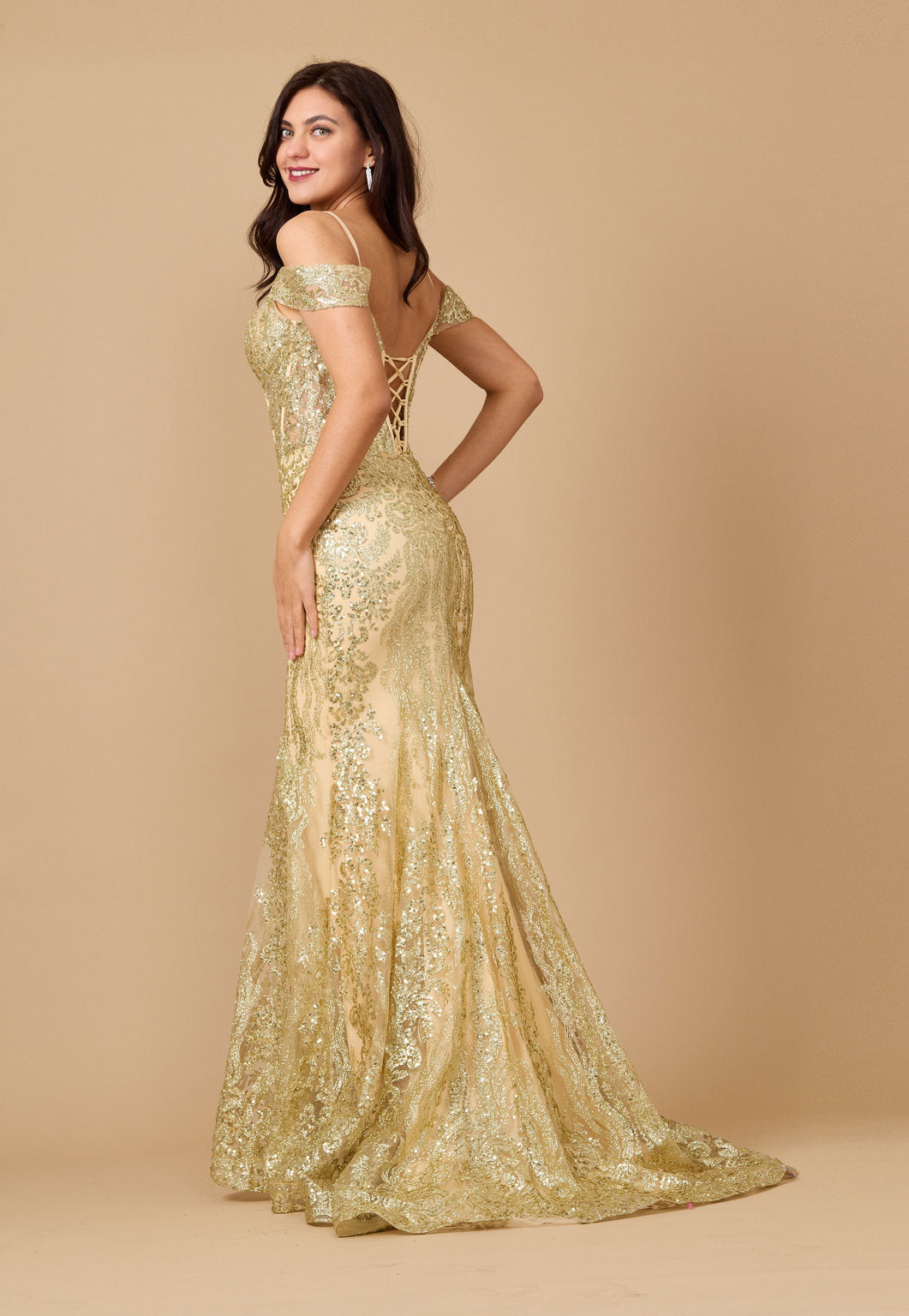Off Shoulder Sequin Corset Formal Dress Wholesale