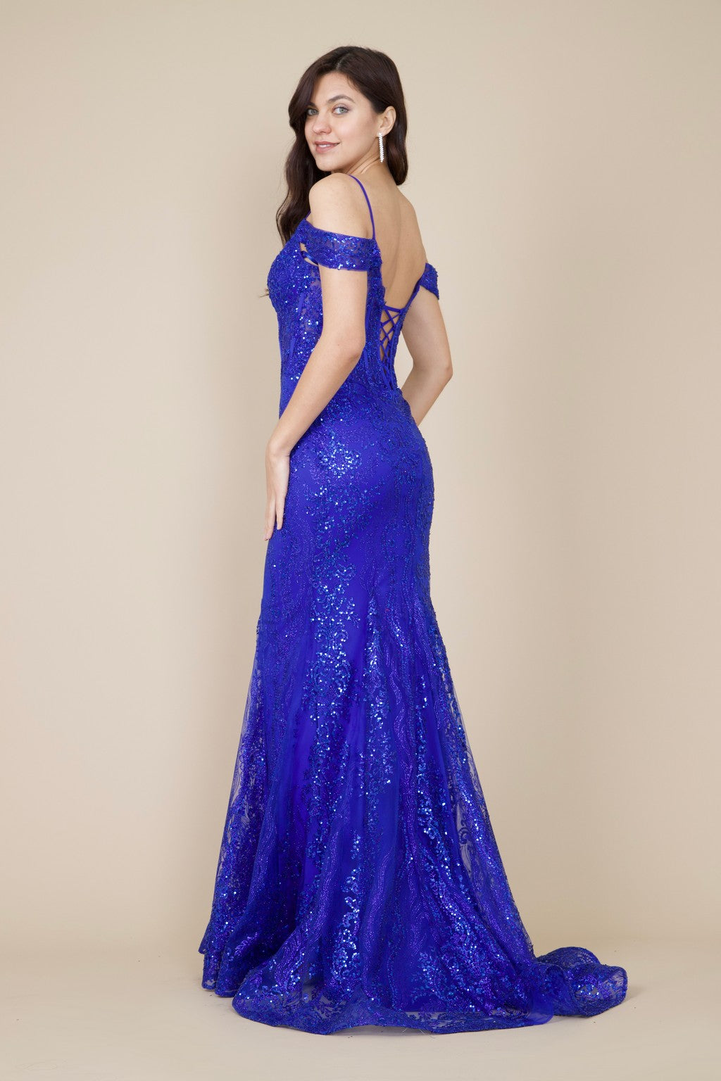 Off Shoulder Sequin Corset Formal Dress Wholesale