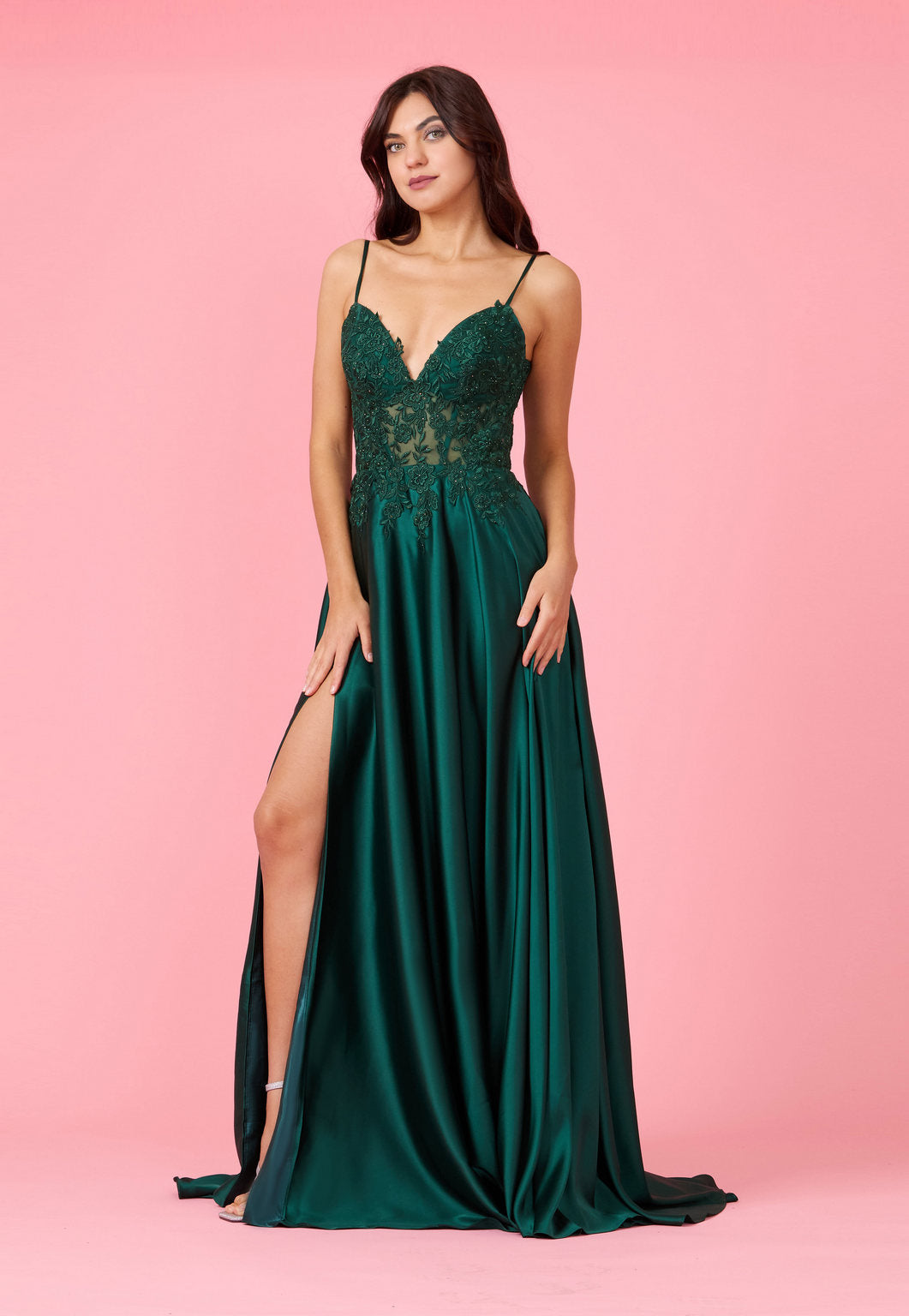 Long Chiffon Lace Illusion Formal Prom Dress Wholesale