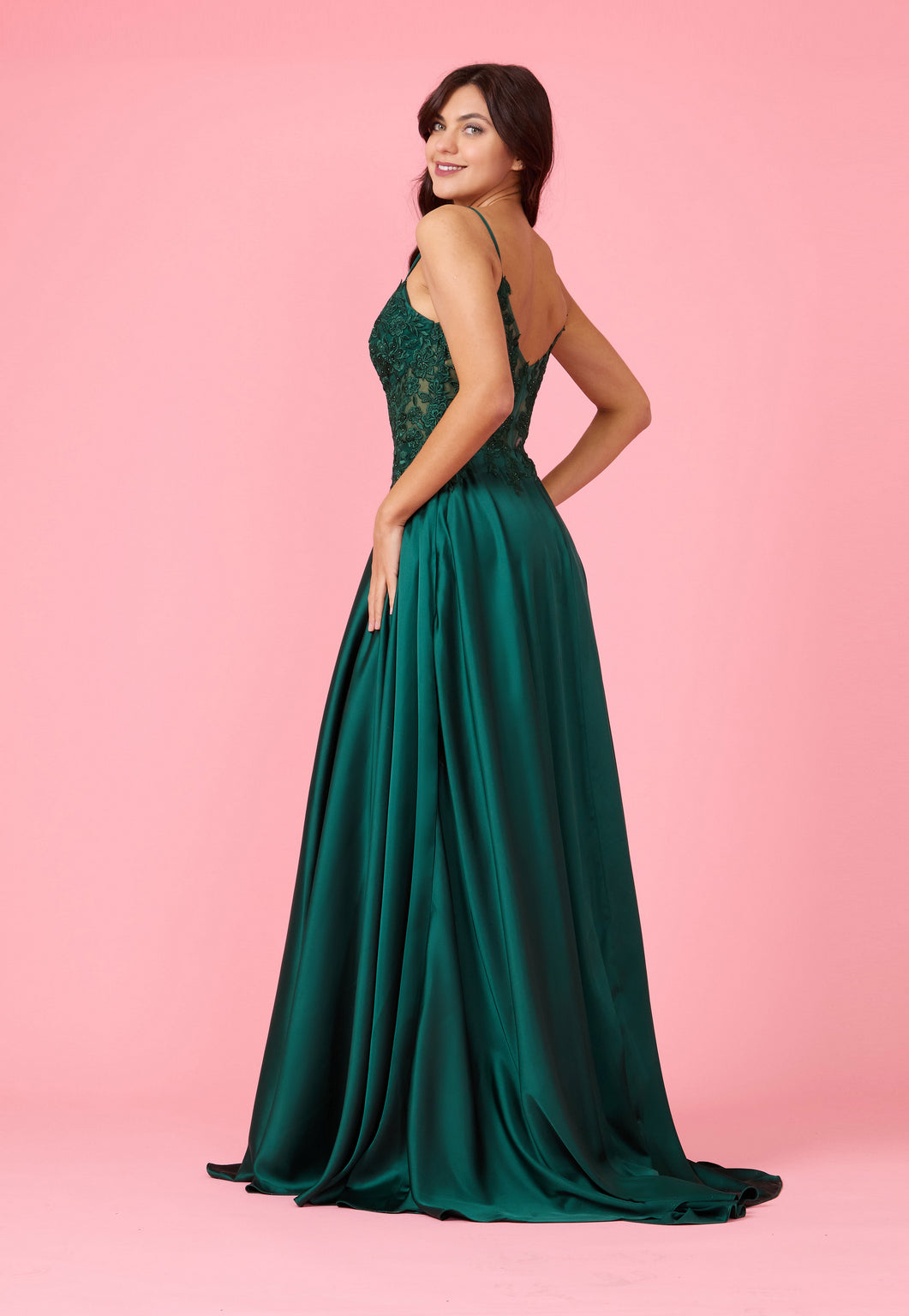 Long Chiffon Lace Illusion Formal Prom Dress Wholesale