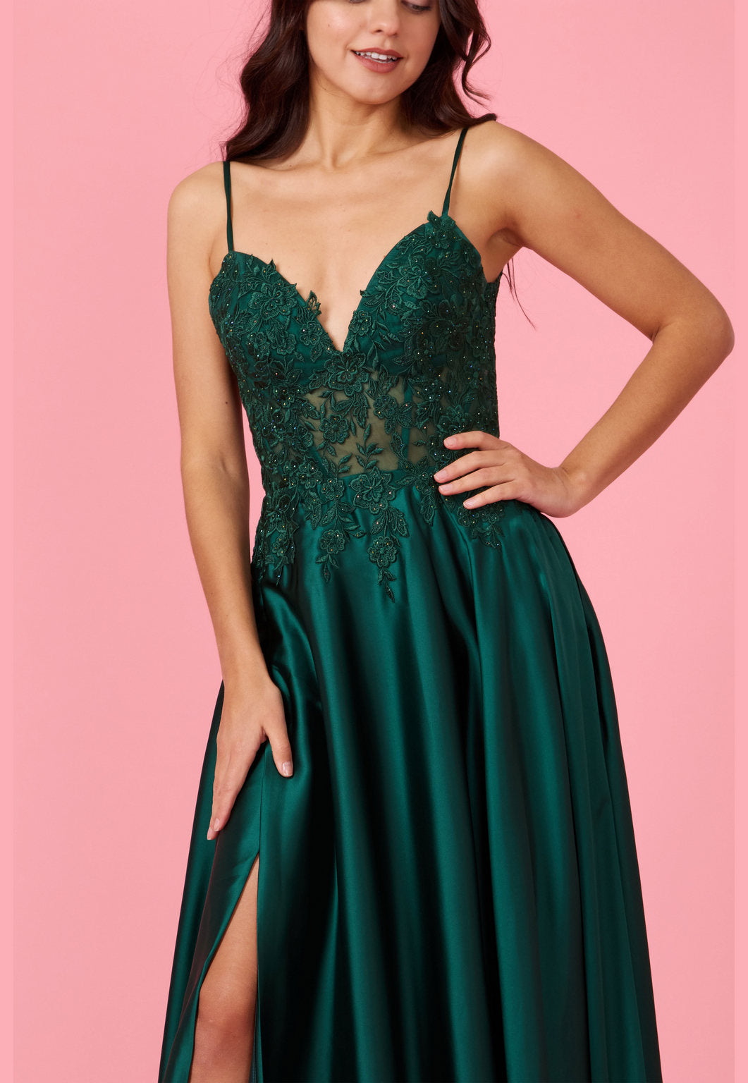Long Chiffon Lace Illusion Formal Prom Dress Wholesale
