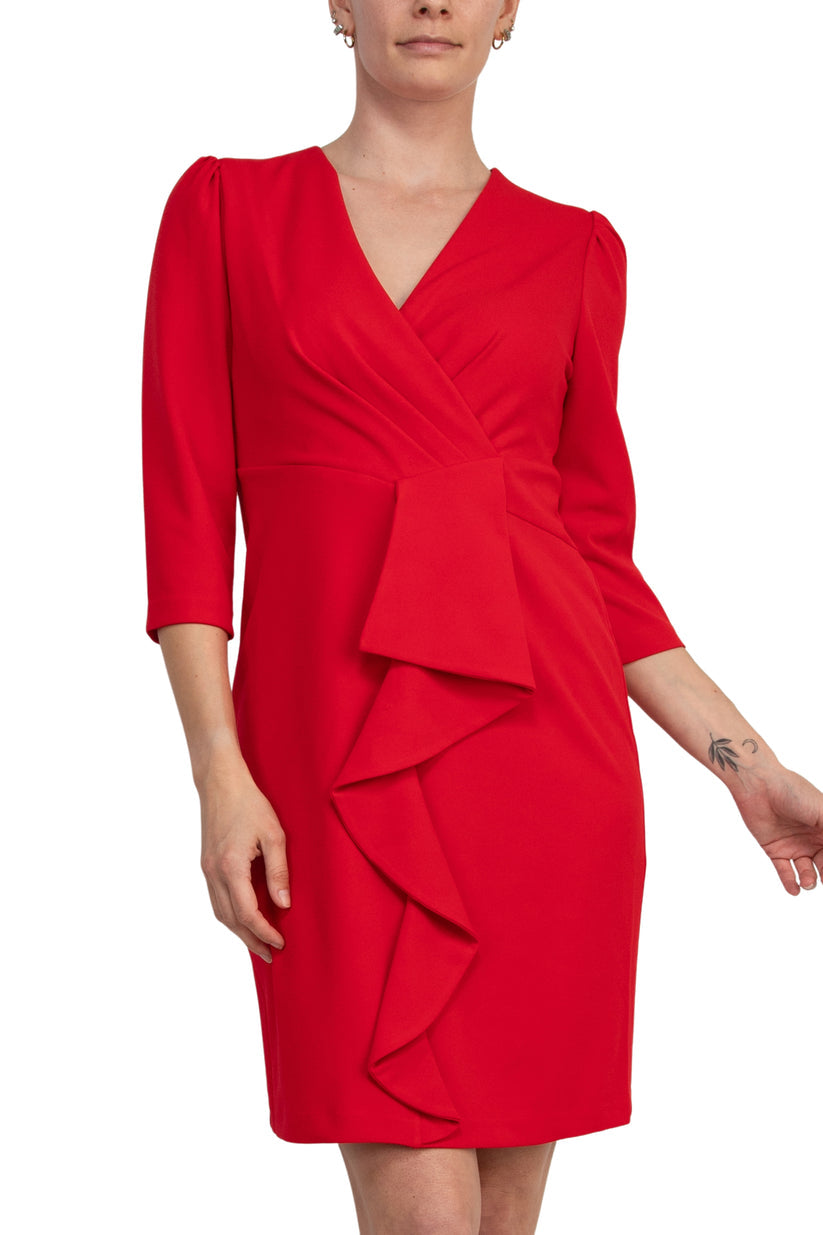 Cocktail Dresses Short Pleated Fitted Cocktail Dress Spring Red