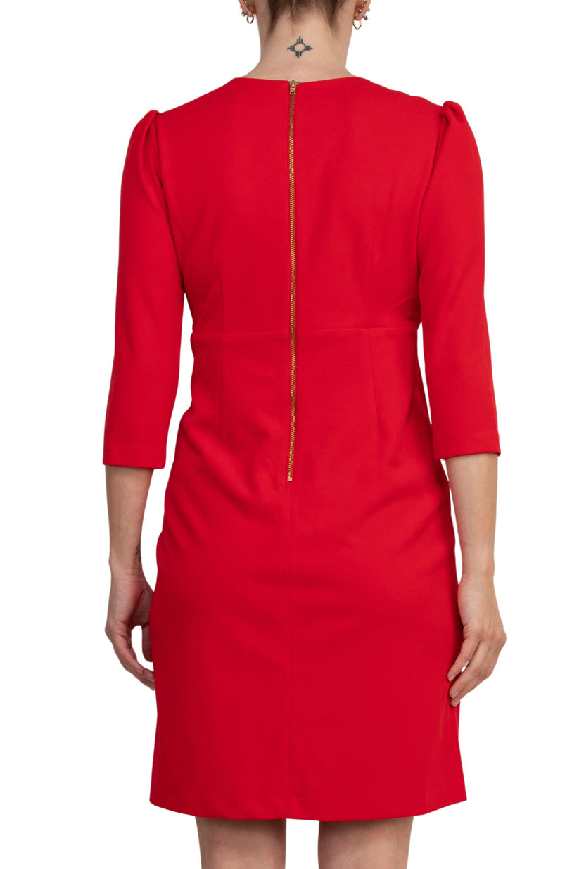 Cocktail Dresses Short Pleated Fitted Cocktail Dress Spring Red