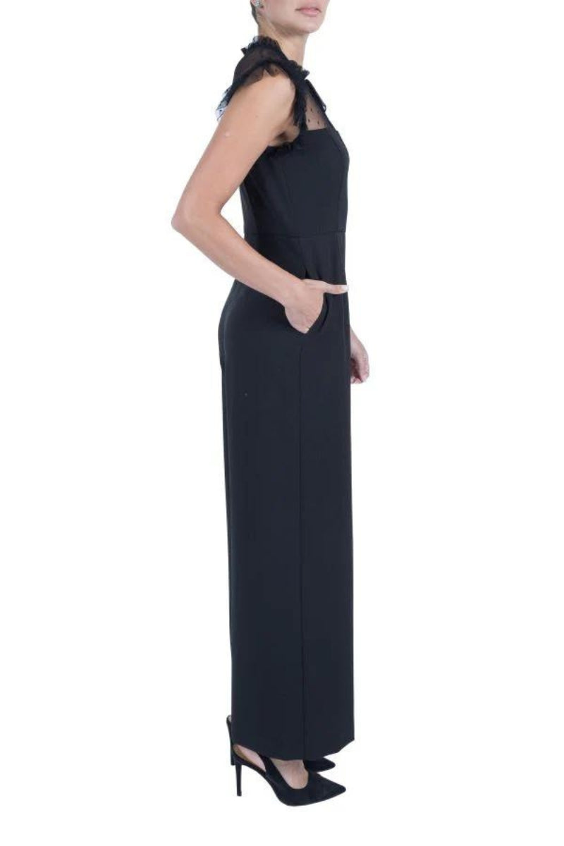 Jumpsuit Ruffled Long Formal Pocket Jumpsuit Wholesale Black