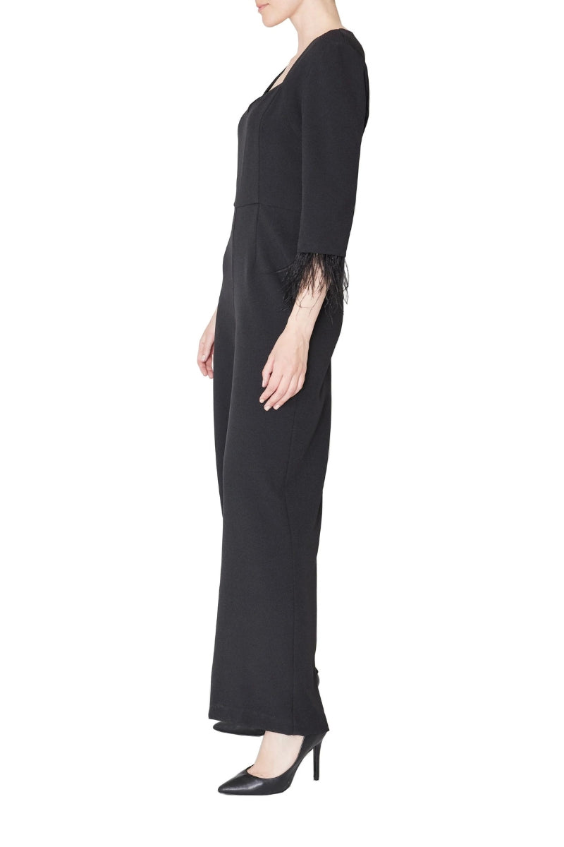 Jumpsuit Feather Long Formal Jumpsuit Wholesale Black