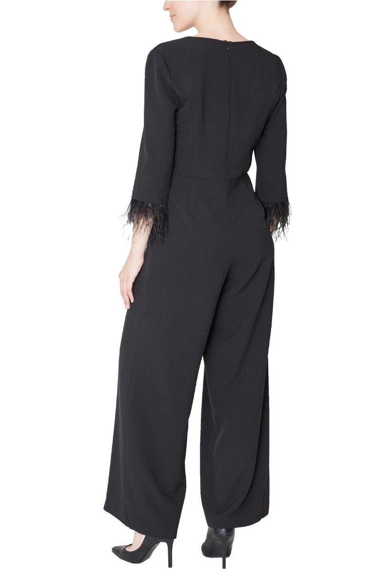 Jumpsuit Feather Long Formal Jumpsuit Wholesale Black