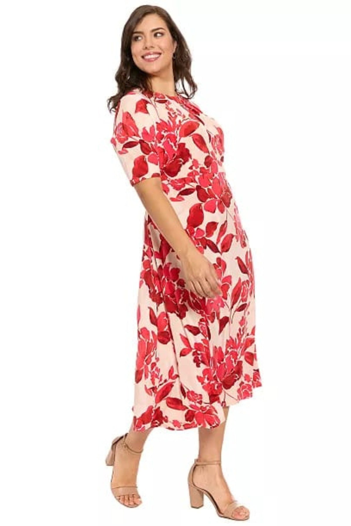 London Times T10260M A Line Floral Midi Dress Wholesale