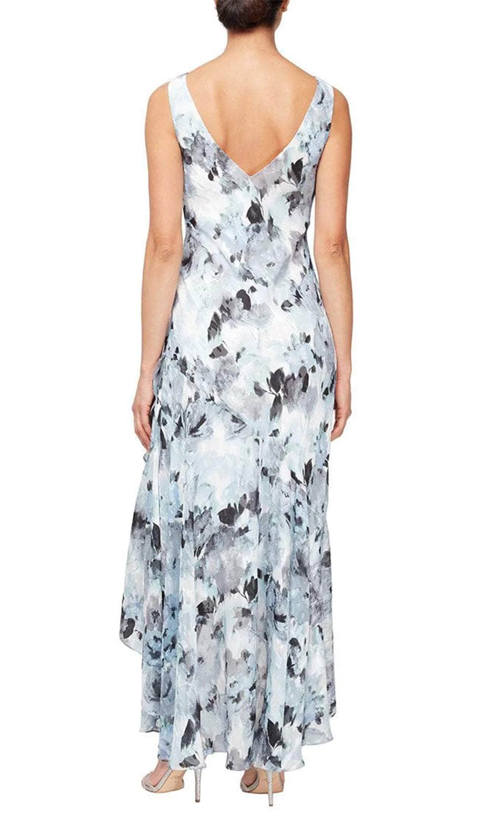 Long Printed V-Neck Dress Alex Evenings 8175936 Wholesale
