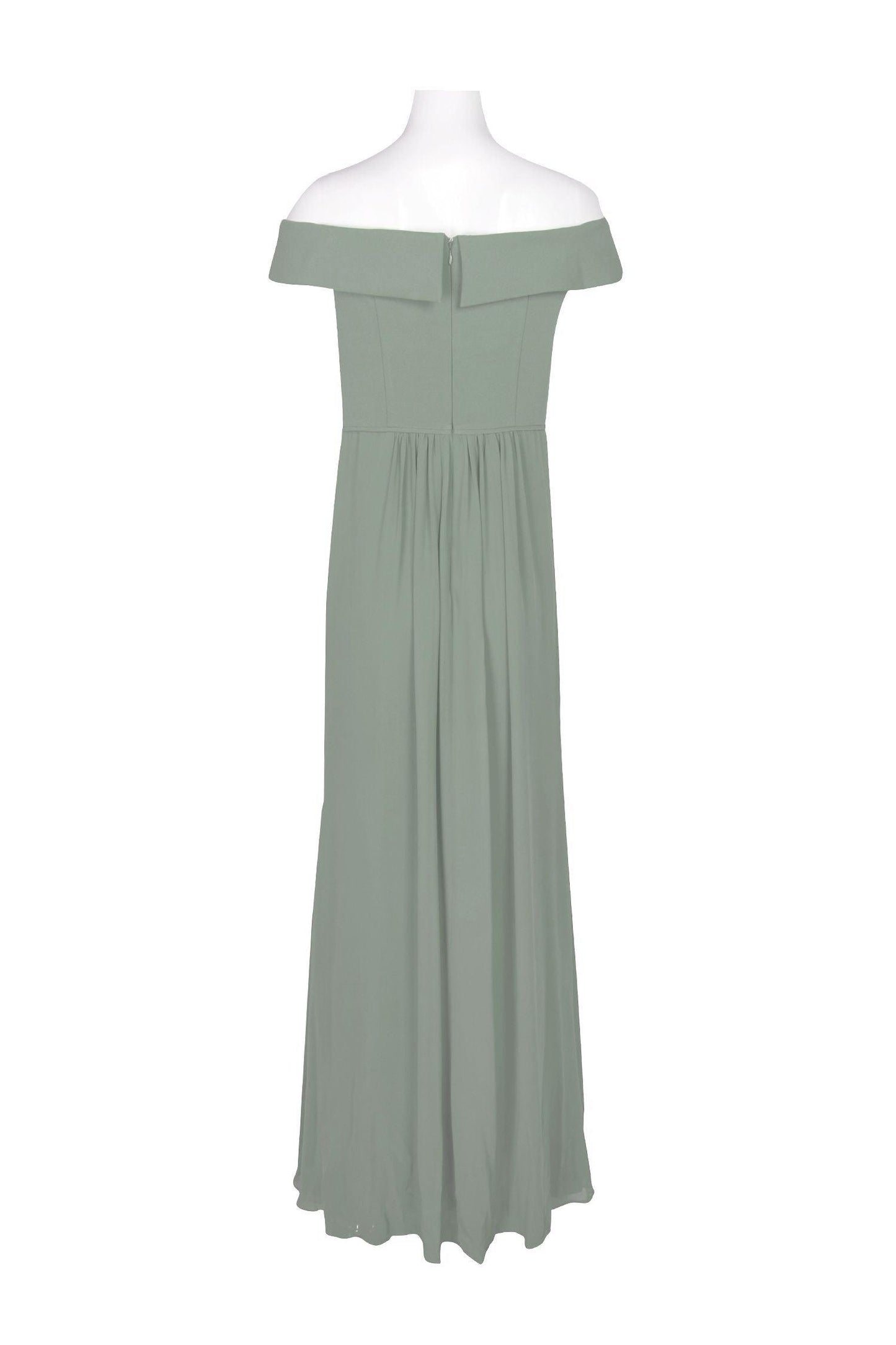 Formal Dresses Off Shoulder Long Detail Crepe Chiffon Dress Frosted Sage