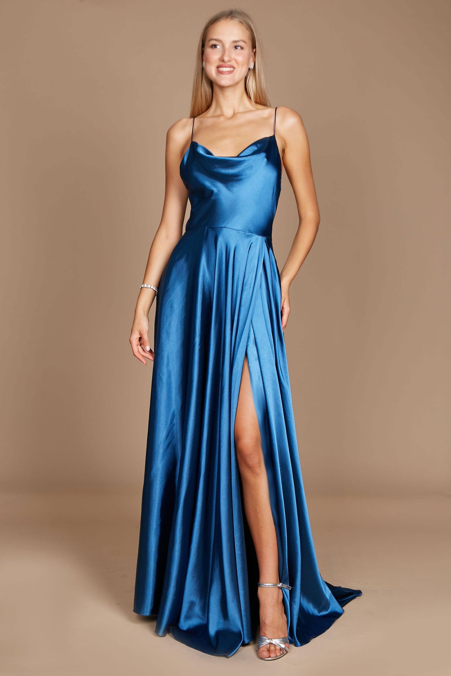 Formal Cowl Neck Spaghetti Strap Party Dress Wholesale