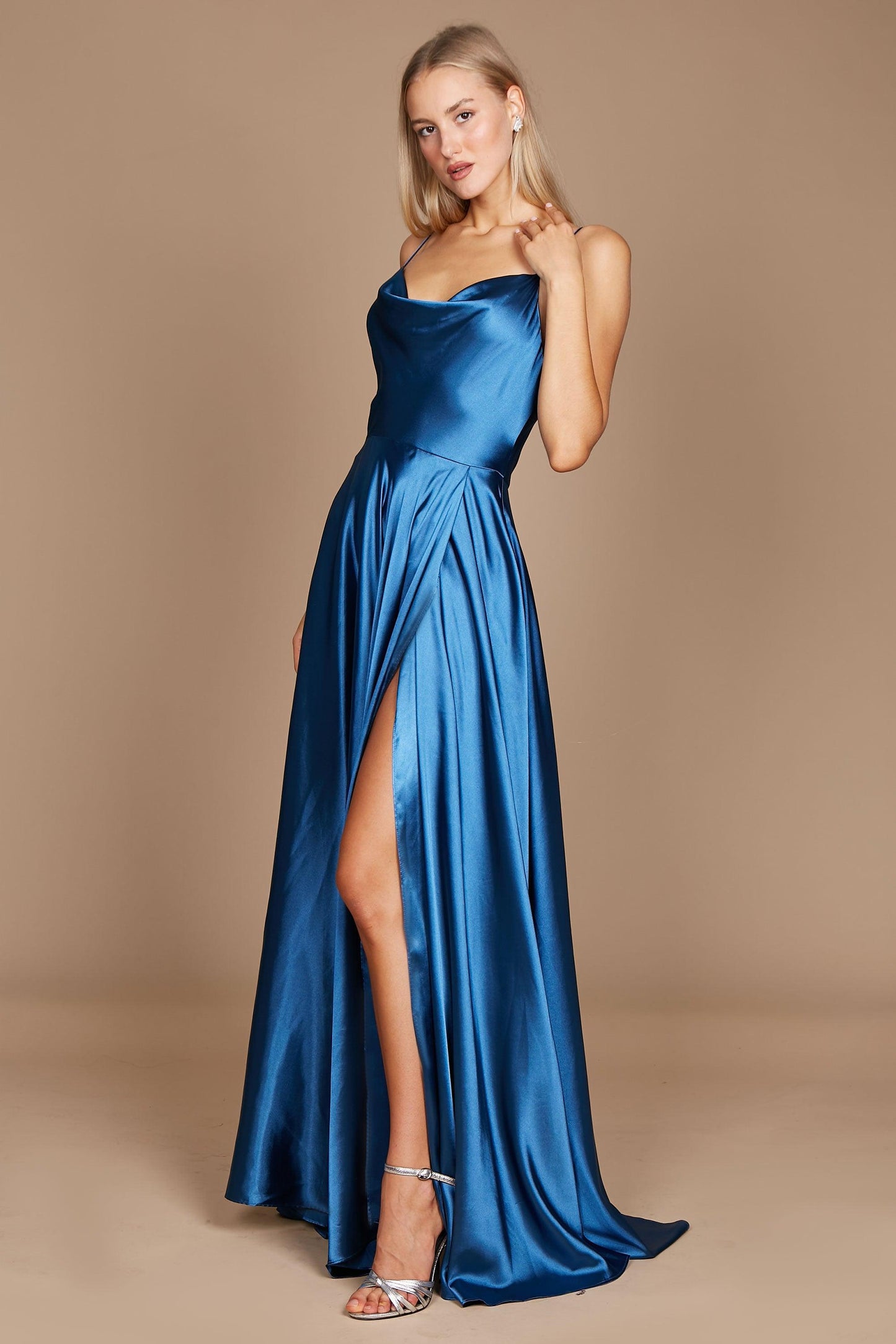 Formal Cowl Neck Spaghetti Strap Party Dress Wholesale