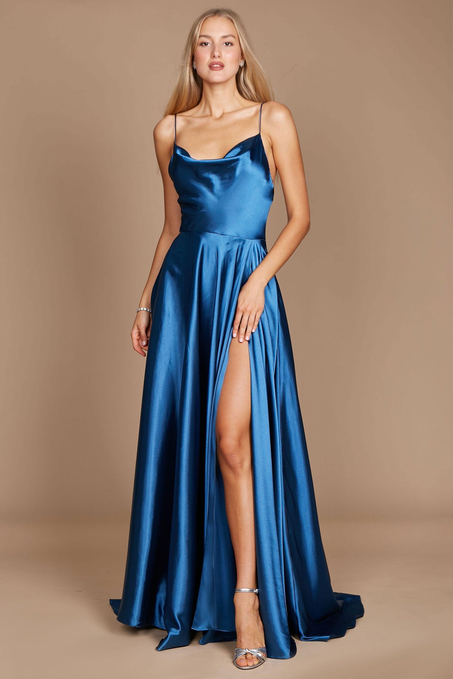 Formal Cowl Neck Spaghetti Strap Party Dress Wholesale