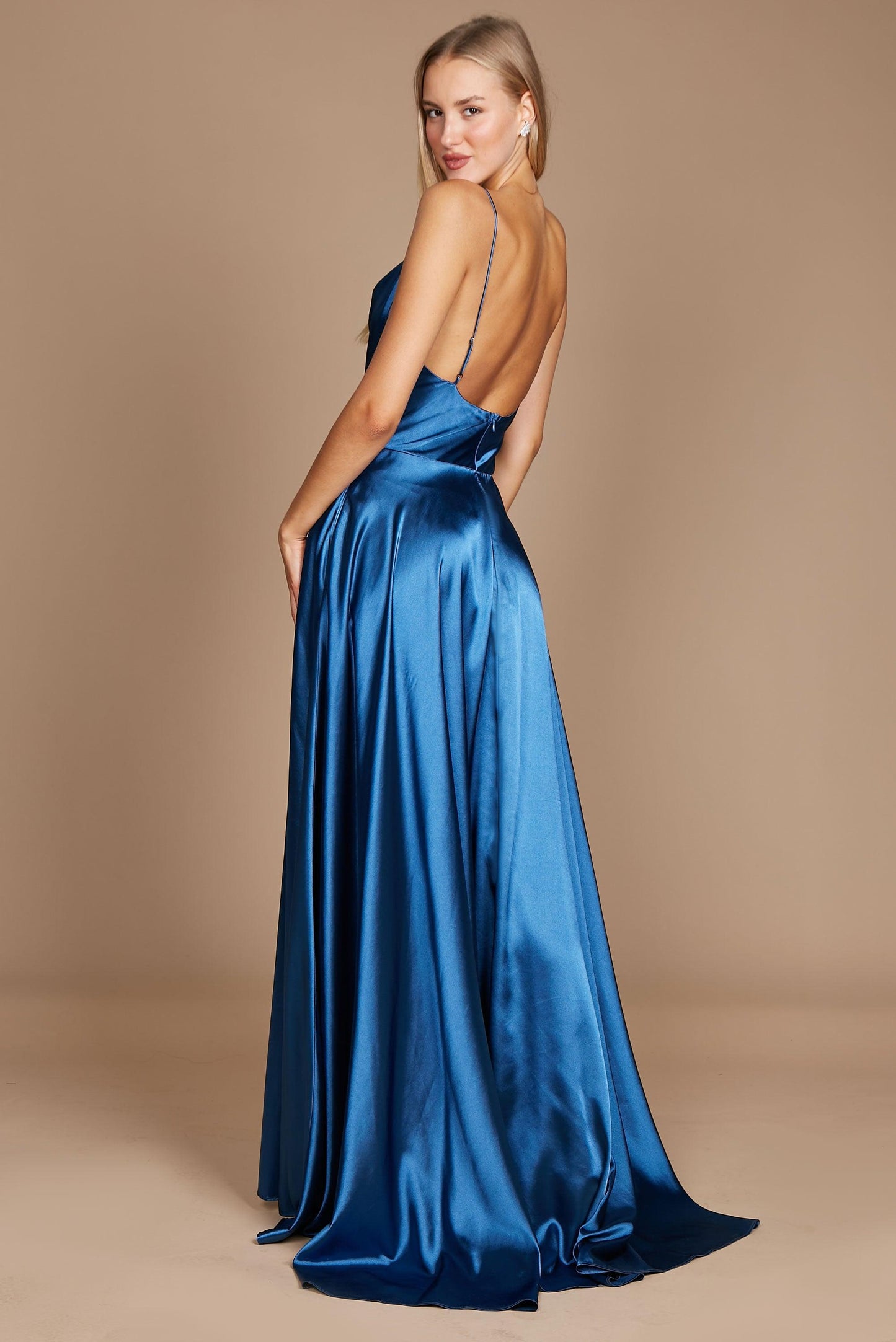 Formal Cowl Neck Spaghetti Strap Party Dress Wholesale