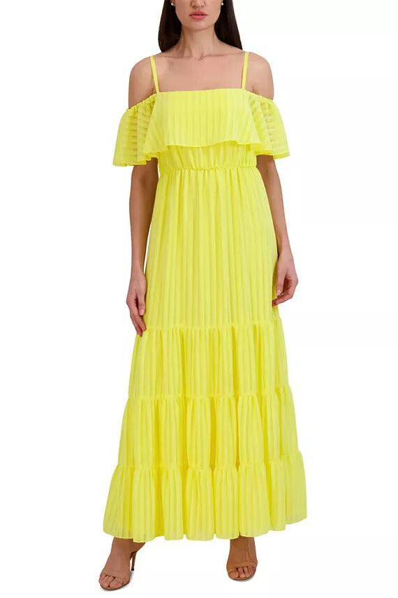 Formal Dresses Tiered Long Formal A Line Maxi Dress Yellow