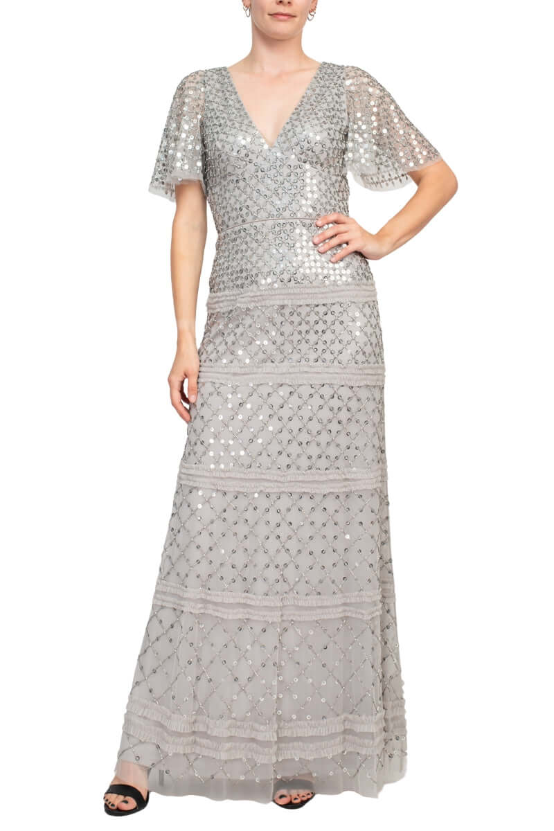 Formal Dresses Beaded Long Formal Evening Sequin Dress Wholesale Silver Dove